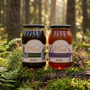 Polski Miód Spadziowy + Wrzosowy (2x1250g)